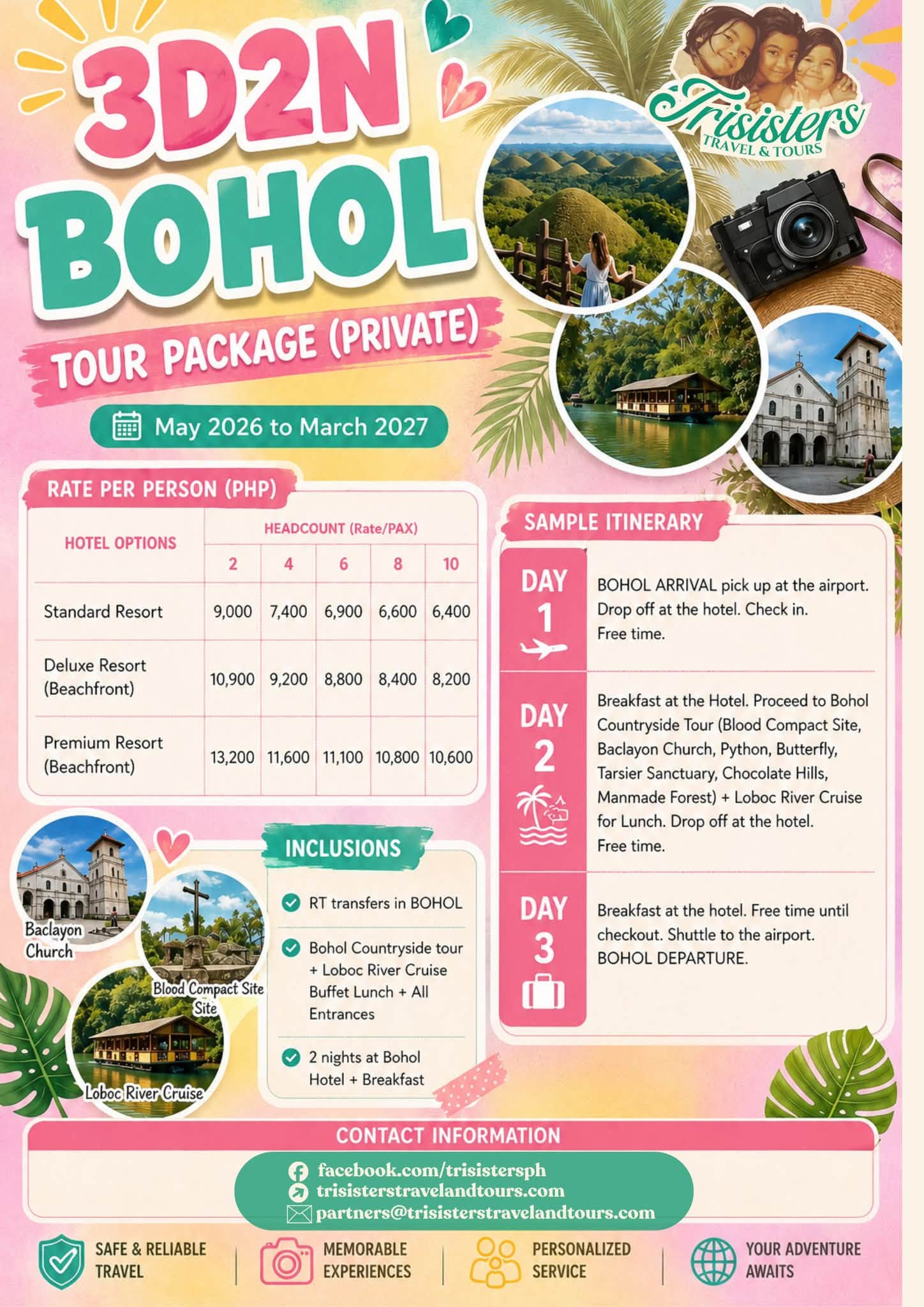 3D2N Bohol Tour Package (Private) published package poster