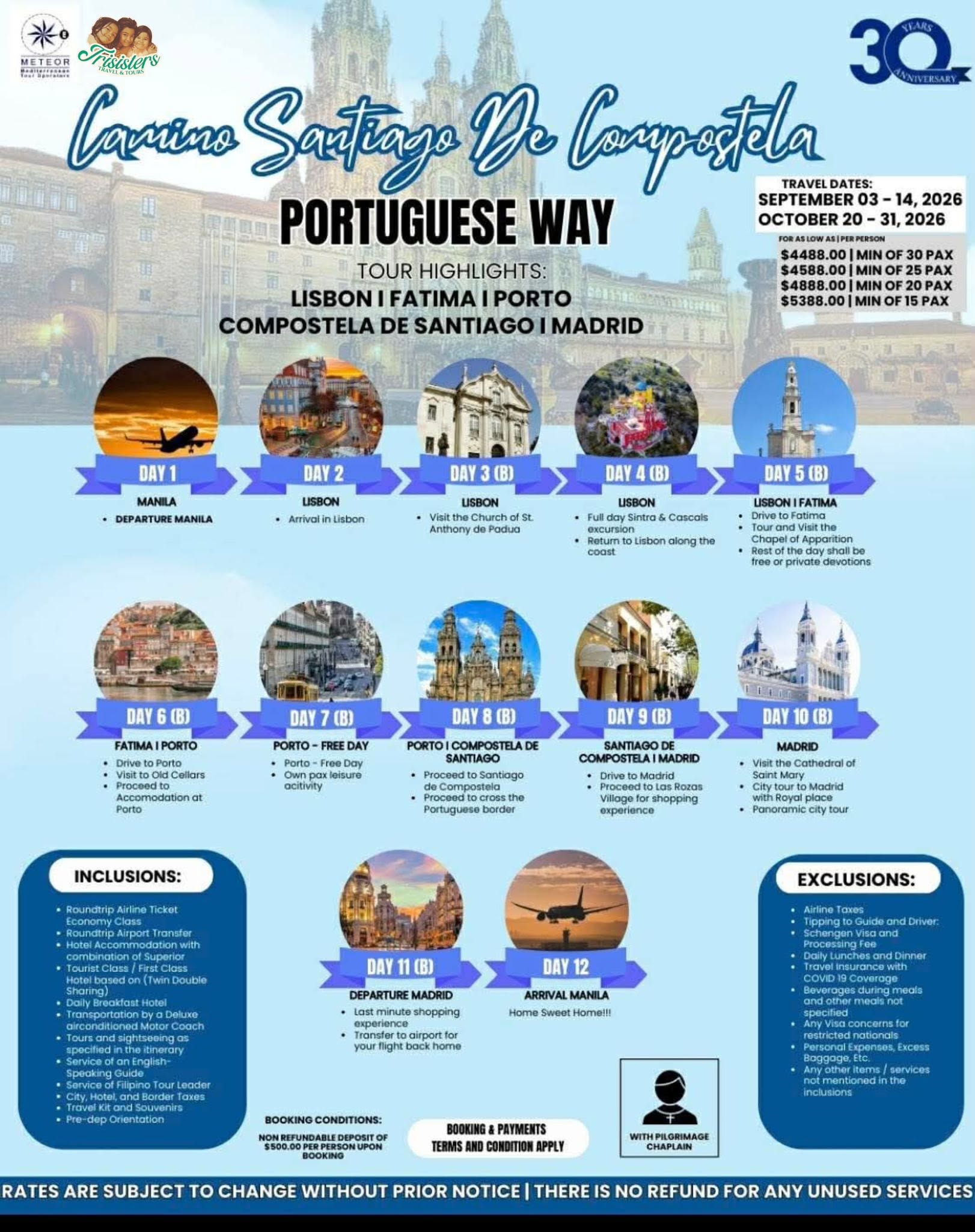 Camino Santiago De Compostela: Portuguese Way published package poster