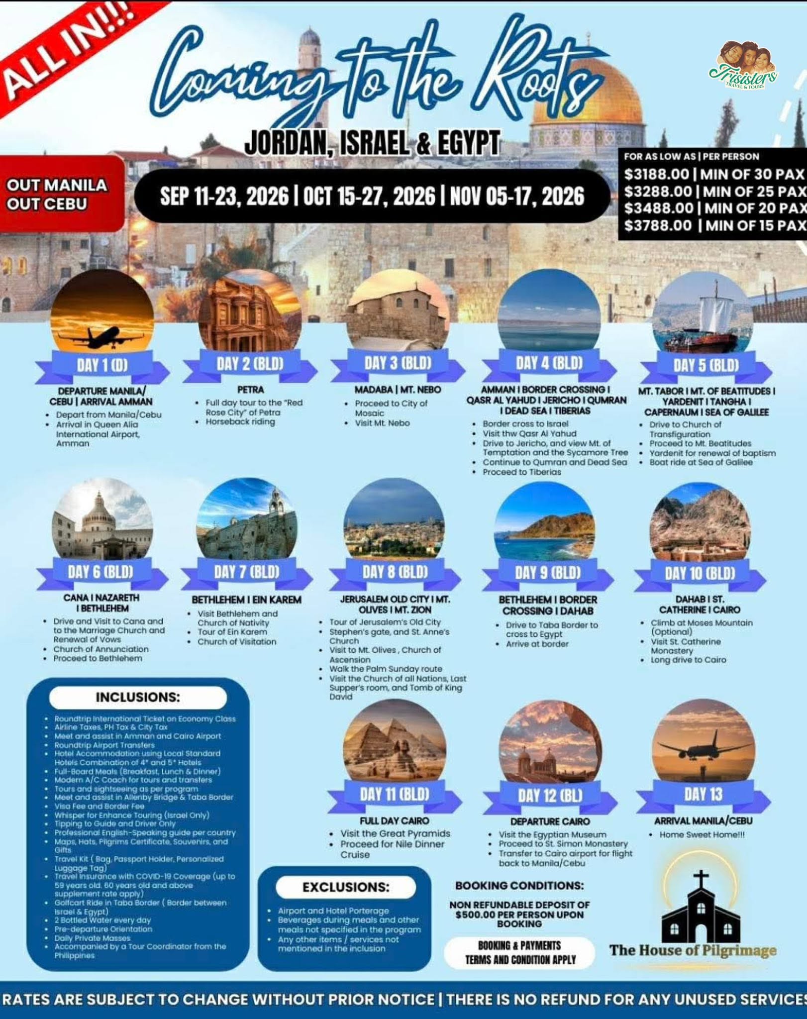 Coming To The Roots: Jordan, Israel & Egypt All In published package poster